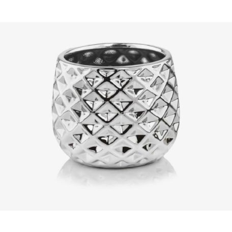 Kerámia kaspó Moon - Ezüst - 16x13 cm - Raktáron 