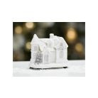 Fehér-ezüstvilágítós házikó - 7x9x9 cm  