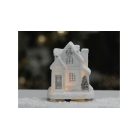 Fehér-ezüstvilágítós házikó - 7x9x9 cm  