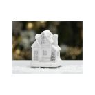 Fehér-ezüst világítós házikó - 6x8cmx9,5cm  