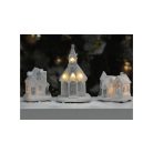 Fehér-ezüst világítós házikó - 6x8cmx9,5cm  