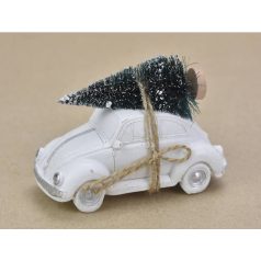 Vintage autó fenyőfával fehér