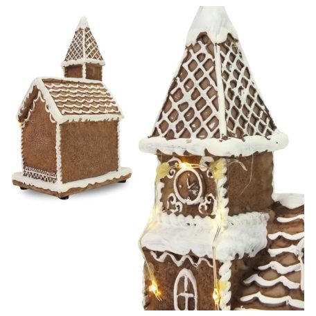 Világítós mézeskalács templom - 19 cm