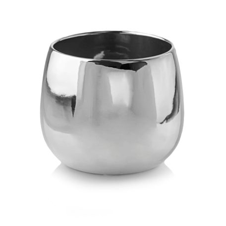 Kerámia kaspó - Moon - Ezüst - 15x13 cm - Raktáron 