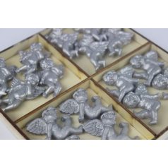 Ezüst színű dekorációs angyalocskák - 16 db