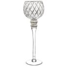 Üveg gyertyatartó ezüst - 40x10x10 cm