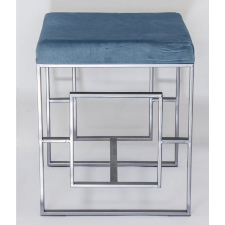 Modern ülőke kék, ezüst - 48x40x40 cm