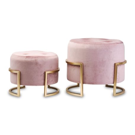 Modern ülőke rózsaszín, arany - 2 db-os - 33x41x41 cm, 43x47x47 cm