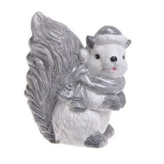 Mókus figura - ezüst-fehér - 15 cm