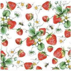   Ambiente Strawberries All Over white papírszalvéta 33x33cm - 20db-os