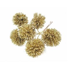 Glitteres bojt pikk - arany - 3 cm-es bojtok, 6 db/pikk 
