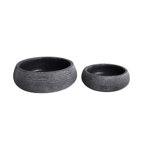 Betontál lapos kerek, szürke - 2 db-os szett  - 25x9,5 cm