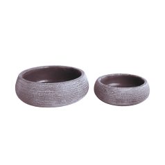   Betontál lapos kerek, világosszürke - 2 db-os szett  - 25x9,5 cm