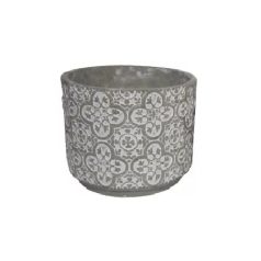 Beton kaspó fonott szélű fehér - 14 cm
