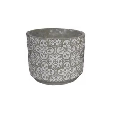 Beton kaspó fonott szélű fehér - 14 cm