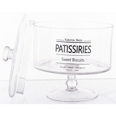 Elegáns üveg tároló talpas - 20,5x18,5x18,5 cm 