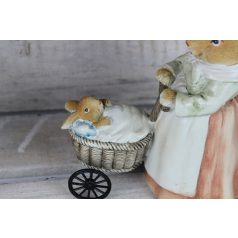 Húsvéti nyuszi babakocsival - 18 cm - Raktáron