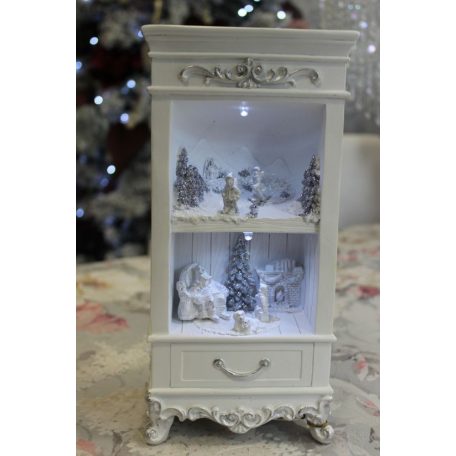 Fehér világító dekor szekrény - 25,5 x12,5 x 8 cm