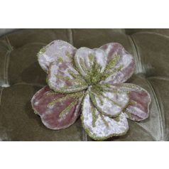 Rózsaszín és arany bársonyvirág csipeszen - 11 cm