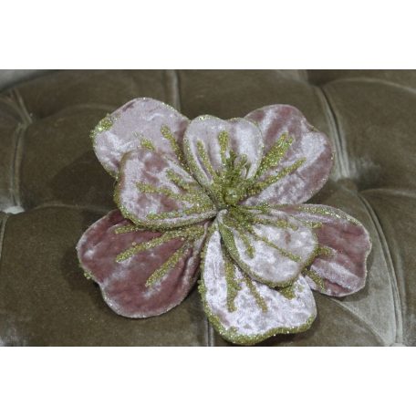 Rózsaszín és arany bársonyvirág csipeszen - 11 cm