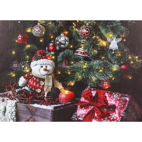 Karácsonyi LEDes falikép Karifa+Hóember - 40x30 cm