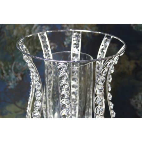 Ezüst luxus gyertyatartó drágakövekkel - 52 cm
