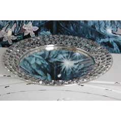 Ezüst luxus tálca kristályokkal díszítve - 35 cm  