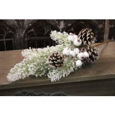 Jeges ág tobozokkal és bogyókkal díszítve - 45 cm