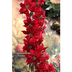 Piros mikulásvirág girland - 160 cm