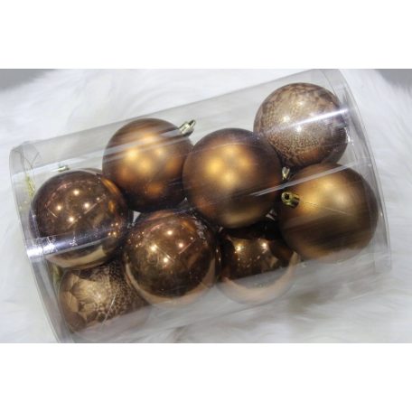 Barna karácsonyi gömbök - 8 cm - 12 db/csomag