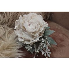 Barack színű karácsonyi bazsarózsa csillámmal - 12 cm