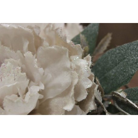 Barack színű karácsonyi bazsarózsa csillámmal - 12 cm