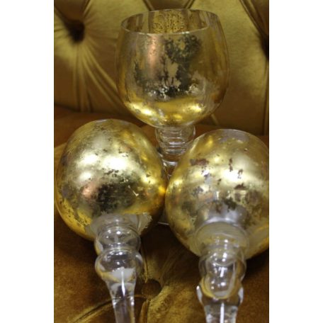 Arany üveg gyertyatartók - 3 db-os szett 