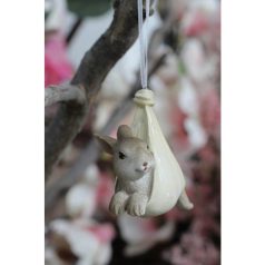 Felfüggeszthető dekor nyulacska - Krém - 8 cm - Raktáron