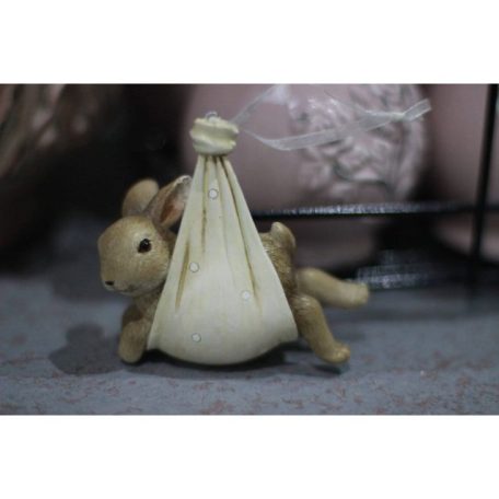 Felfüggeszthető dekor nyulacska - Krém - 8 cm - Raktáron