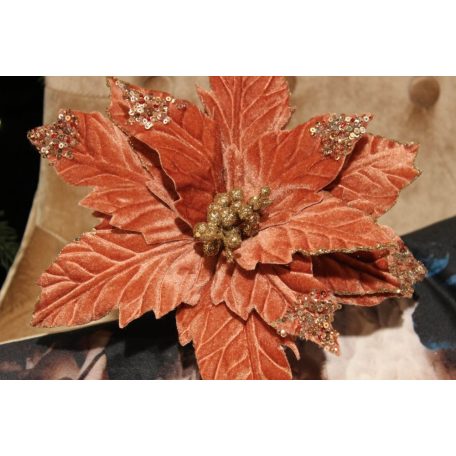 Korall színű mű mikulásvirág - 28 cm