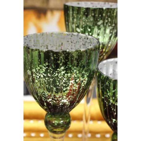 Zöld üveg gyertyatartók - 3 db-os szett