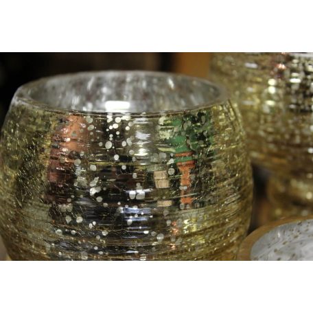 Világos arany színű üveg gyertyatartók - 3 db-os szett