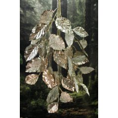 Pezsgő színű csillogó dekor ág, levelekkel - 81cm