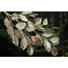 Pezsgő színű csillogó dekor ág, levelekkel - 81cm