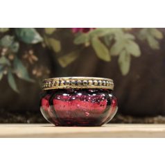 Ciklámen színű üveg mécsestartó - 6 cm