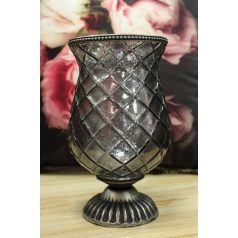 Szürke csésze alakú rusztikus gyertyatartó - 22 cm