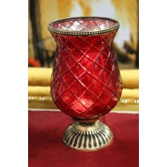 Piros csésze alakú rusztikus gyertyatartó - 22 cm