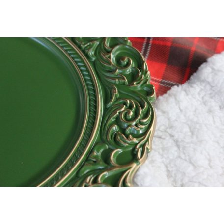 Karácsonyi tálca - zöld arany - 36 cm