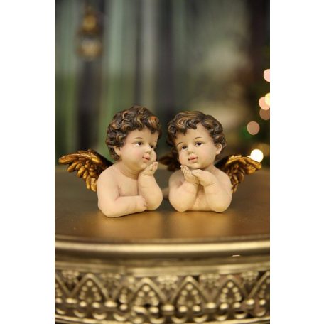 Krém-arany angyal szobrocskák - 2 db-os szett 