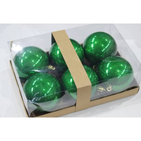 Zöld műanyag gömbök - 8 cm - 6 db/csomag