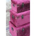 Sötét rózsaszín bársony bőrönd szett - 3 db-os