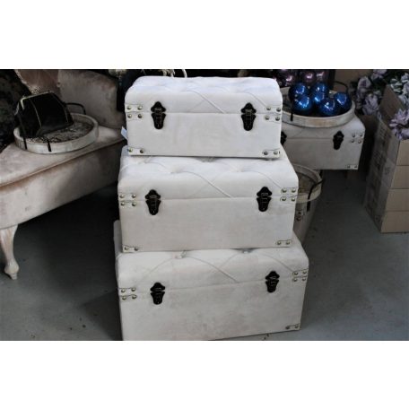 Fehér világos bársony bőrönd szett - 3 db-os