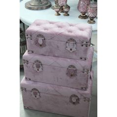 Halvány rózsaszín bársony bőrönd szett - 3 db-os