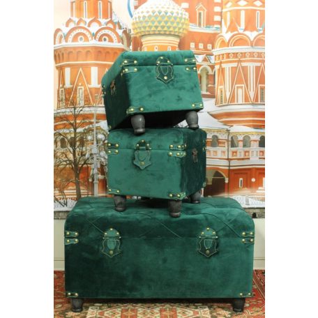 Zöld bársony bőrönd szett - 3 db-os
